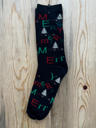 Black Merry Christmas Socks