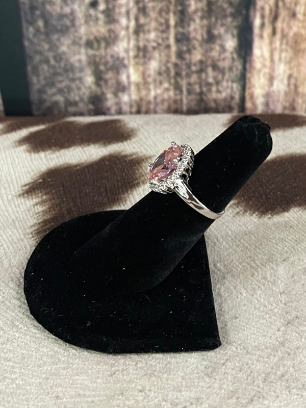Large Pink Oval Center Stone Ring
