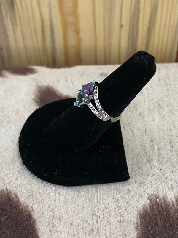Two Stone Purple and Blue Ring