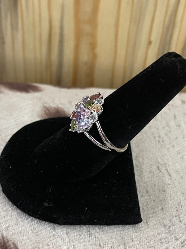 Multiple Colored Large Flower Ring