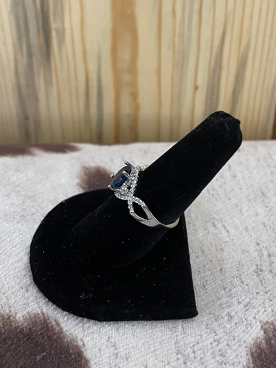 Navy Oval with Twists Ring