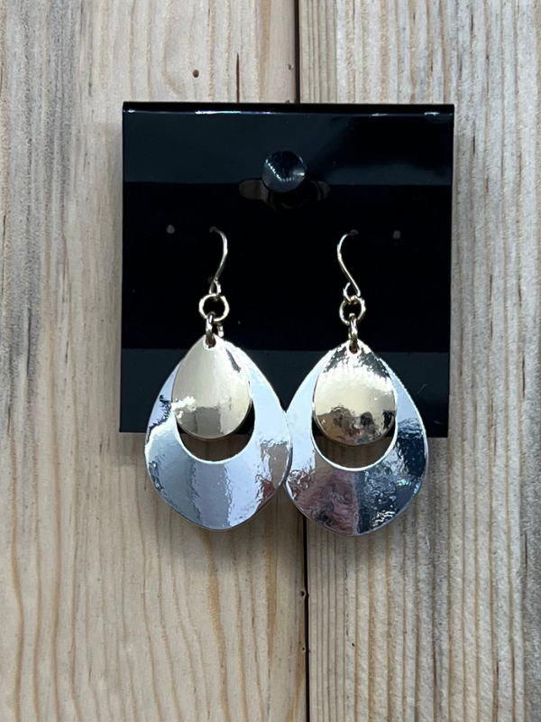 Flat Silver and Gold Earrings