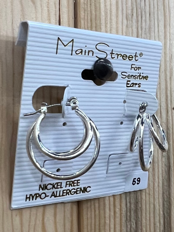 Main Street Earrings #59 Silver Tri Hoop Earrings