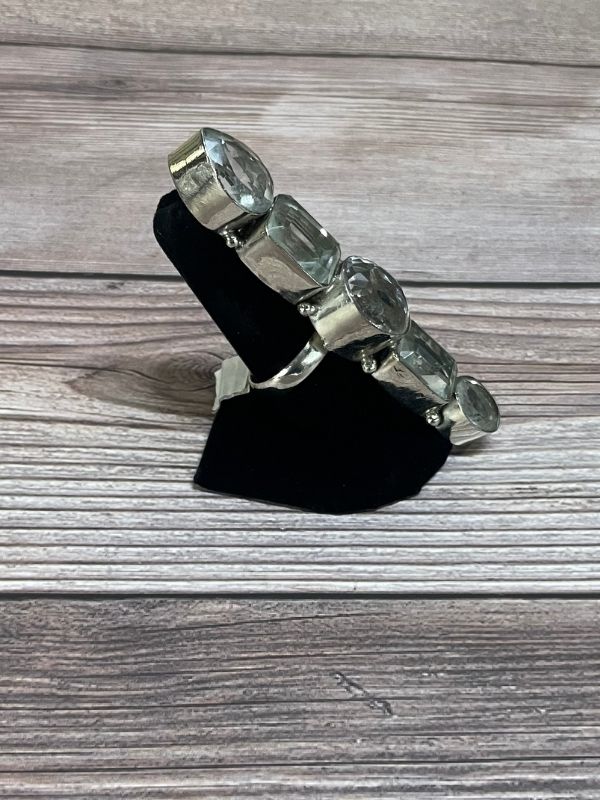 Clear Topaz Elongated Ring