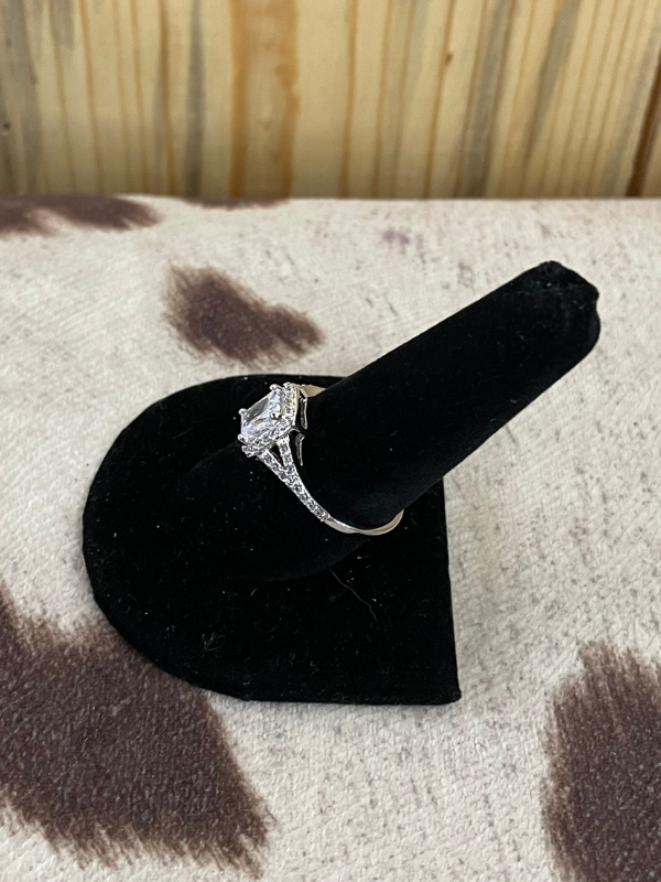 Clear Square Center with Stone Bezel Ring